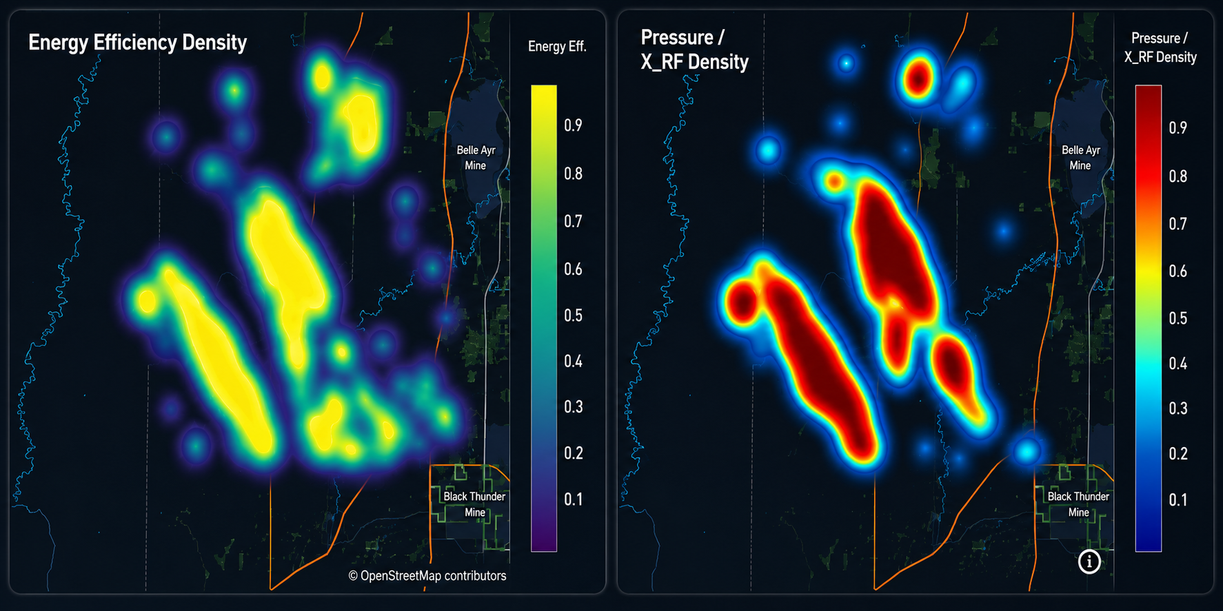 Energy efficiency and pressure density maps